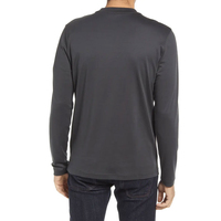 Herenshirt van donkergrijze canvas polyester/katoen, lange mouwen, O-hals, ademend, casual, hoge kwaliteit, 340g