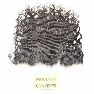 Cuticule non traitée alignée naturelle soyeuse 13*4 HD frontale ondulée couleur noire vierge brute indienne Temple Extensions de cheveux humains - Product Image 6