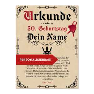 Certificado de Cumpleaños Personalizado Estilo Pergamino Antiguo Vintage, Tarjeta de 20x30 cm con Edad y Nombre Deseado - Product Image 2