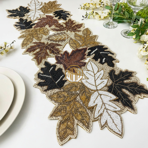 Chemin de table en perles, sous-plat, fait à la main, brodé, floral multicolore, qualité d'exportation - Product Image 6