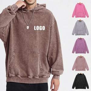 Vintage Acid Washed <b>Hoodie</b> for <b>Men</b> Custom Design Embroidered Oversized Streetwear Heavy Gsm Cotton for Winter - Product Image 1