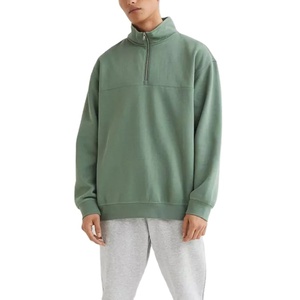 Oem Custom Plain Hoodies Cotton Men <b>Jumper</b> 14 Zip <b>Pullover</b> Green Blank Quarter Zip Sweatshirt Hoodies - Product Image 2