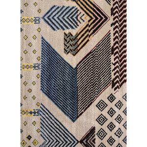 Alfombra Manchaha de Lana y Seda de Bambú Anudada a Mano, Color Marfil, 10 mm de Grosor, Patrón Geométrico Abstracto, Rectangular, para Pasillo u Hogar - Les-2607 - Product Image 3