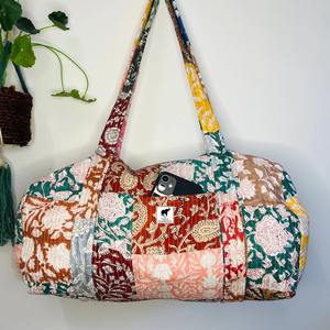 Manufacturer and Wholesaler Large Cotton <b>Weekender</b> <b>Travel</b> <b>Bag</b> Handmade Quilted Fabric Duffle <b>Bag</b> Block Printed Overnight <b>Bags</b> - Product Image 4