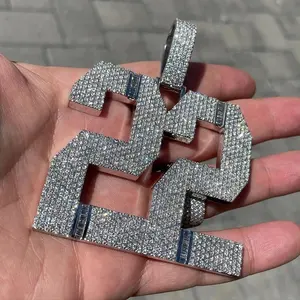 Collar con Nombre Personalizado, Colgante con Incrustaciones de Diamantes, Plata de Ley 925, Chapado en Oro, Cadena con Diamantes Moissanite VVS, Joyería Moderna de Hip Hop para Hombre - Product Image 2