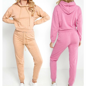 Conjunto Deportivo Informal de Dos Piezas para Mujer, para Gimnasio, Entrenamiento Físico, 100% Algodón, Tejido de Felpa, Transpirable, para Correr - Product Image 1