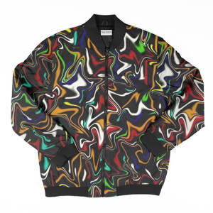 Chaqueta de béisbol con estampado de sublimación 3D de satén personalizada para hombre al por mayor, chaqueta bomber con cremallera cortavientos, ropa de calle con servicio OEM - Product Image 5