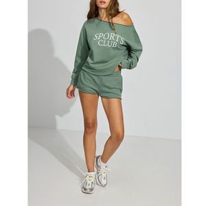 High Quality Oversized Drop Shoulder <b>Sweatshirt</b> <b>Long</b> Sleeve Cotton Terry Letter Printed Off Shoulder <b>Women</b> <b>Sweatshirt</b> - Product Image 1
