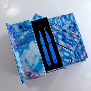 Pince à cils GETUP BROSONS IMPEX, revêtement en poudre bleue, découpe en étoile à 90 degrés, nouveau design, emballage en boîte - Product Image 4