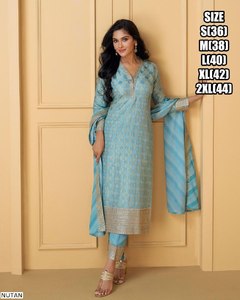 Traje festivo indio para mujer para boda y fiesta festiva Kurti Pant y dupatta set lentejuelas piedra bordado borlas - Product Image 3