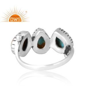 New Pattern Design 925 Silver Natural Kingman <b>Turquoise</b> Gemstone <b>Ring</b> for Women Custom Jewelry Manufacturer - Product Image 2