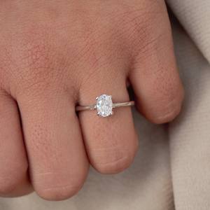 Moissanite Oval Solitaire Single Stone <b>Silver</b> Ring <b>Top</b> Selling Prong Setting Moissanite Ring for Graduation Gift - Product Image 1
