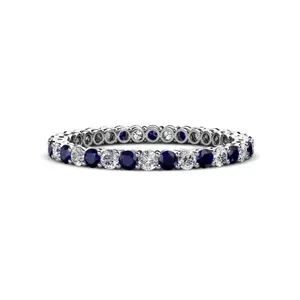 14k vàng trắng hồng Vàng Vòng cắt tự nhiên màu xanh Tanzanite và vvs VS cvd hpht phòng thí nghiệm phát triển kim cương Eternity Nhẫn cưới cho tình yêu