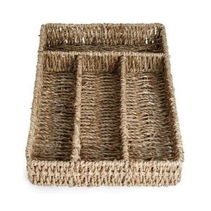 Porte-jonc de mer plateaux divisés pour ustensiles de cuisine porte-ustensiles naturels de grande taille plateau de rangement des couverts - Product Image 2