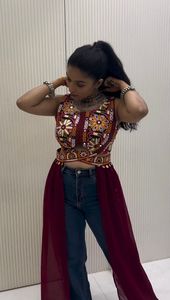 Georgette lehenga choli อินเดียที่มีความต้องการสูงสำหรับเด็กผู้หญิงเทศกาลพิเศษชุดแฟนซีที่ขายดีที่สุดของชนเผ่า - Product Image 3