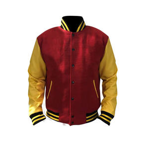 Chaqueta Letterman de lona recubierta cálida de primavera personalizada para hombres con parches completamente bordados de longitud regular - Product Image 3