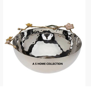 Grande taille décoration de la maison dessus de table bol en métal en laiton décoratif finition antique vaisselle bol de service ensemble de 2 - Product Image 5