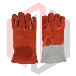 Gants de soudage en cuir ignifuges rouges pour pompiers, résistants à la chaleur et antistatiques, pour Mig Tig Stick BBQ, résistants aux déchirures, épaisseur 11 oz, 14 - Product Image 1