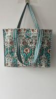 Sac fourre-tout matelassé en coton doublé pour femme indienne, avec fermeture éclair, motif brodé, motif uni, sac à bandoulière