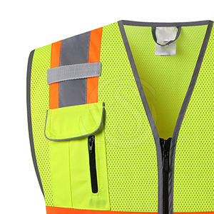 Gilet de sécurité réfléchissant haute visibilité ANSI Classe 2, imperméable, à séchage rapide, respirant, pour la construction, avec logo personnalisé - Product Image 6
