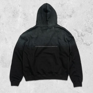 Surdimensionné recadrée Streetwear hommes en détresse sweat poids lourd 400 500gsm personnalisé bouffée impression Boxy Fit sweat à capuche fabricant - Product Image 4