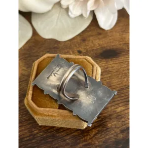 Bague ovale en argent sterling et howlite argentée Jacqueline, taille 7,75 - Product Image 5