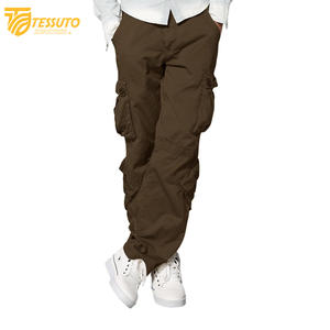Pantalones cargo de algodón 100% de alta calidad para hombre, pantalones largos para exteriores, estilo deportivo informal táctico, liso, teñido, de lana media, bajo MOQ - Product Image 4