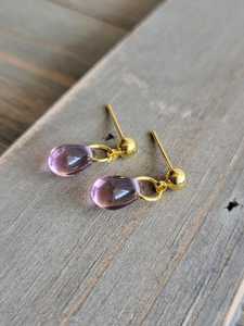 925 argent Sterling 18K or Vermeil fait à la main février pierre de naissance améthyste larme boucles d'oreilles minimaliste pierres précieuses bijoux cadeaux - Product Image 4