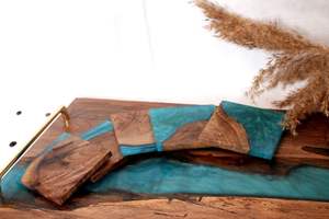 Posavasos de piedra hechos a mano con madera y resina epoxi, venta al por mayor, juego de posavasos a granel de La India, posavasos de protección de bebidas duraderos - Product Image 5