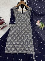 Atasan Wanita Gaya Bollywood Elegan India Pakistan untuk Pesta, Desain Palazzo Dupatta Gharara, Model Berat, Gaya Antra Lifestyle