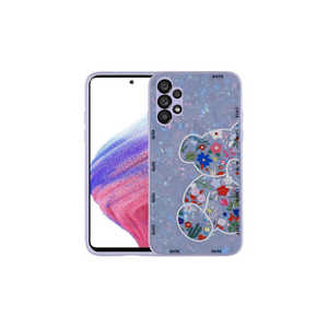Samsung pour Galaxy A13 4G Coque de protection en silicone rigide à motifs d'ours lilas - Product Image 1