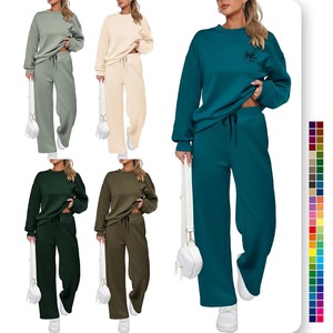 Ensemble de sweat-shirt à capuche long pour femme, automne-hiver, personnalisé, tissu polyester/coton, col rond, impression numérique, écologique - Product Image 1