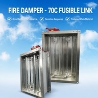 Clapet coupe-flamme 70C 280C en acier galvanisé, à commande manuelle ou motorisée, pour évacuation de fumée et régulation de volume, à passage direct