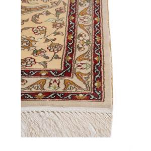 Tapis en soie viscose noué à la main Gulmarg Gold Pae-5669 pour usage domestique - Motif médaillon rectangulaire pour salon, couloir, adolescents - Product Image 4