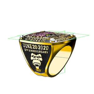 Anillo de Campeonato Hip Hop Personalizado con Moissanita, Plata 925, Chapado en Oro de 14K, con Engaste de Garras, para Hombre/Unisex, Regalo para Fiestas - Product Image 2