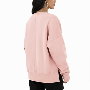 Sweat-shirt à col montant surdimensionné pour femme, OEM, polaire chaud, confortable, tricot doux, coupe ample, décontracté, streetwear, quotidien, long devant - Product Image 6