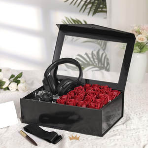 Grande boîte cadeau transparente avec fenêtre, boîte cadeau noire de 13.5x9x4.1 pouces pour cadeau contenant un ruban, une carte, une boîte de proposition de garçon d'honneur - Product Image 2