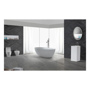 Bañera de mármol independiente de diseño tradicional elegante con escurridor, bañera de baño interior para adultos - Product Image 3