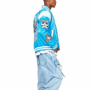 แจ็คเก็ตเบสบอลผ้าซาตินคุณภาพสูงสำหรับผู้ชาย ลดราคาพิเศษ ระบายอากาศ กันน้ำ กันลม ไซส์ใหญ่ คอตั้ง สไตล์ไฮสตรีท - Product Image 6