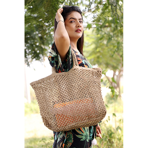 2026 New Model Eco-Friendly Vintage Bohemian Fashion Jute Macrame Ladies <b>Shoulder</b> Bag with Two Open <b>Straps</b> - Product Image 3