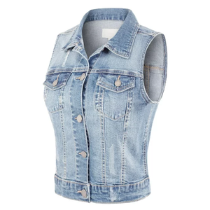 OEM Service Fournisseur du Bangladesh Gilets de grande taille pour femmes en coton lavé Conception personnalisée Gilets décontractés à boutons ajustés - Product Image 2