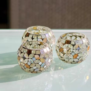 Candélabre en argent avec 5 bougeoirs à mosaïque pour la décoration de table de mariage, vente chaude, artisanat en métal, candélabre fait à la main - Product Image 1