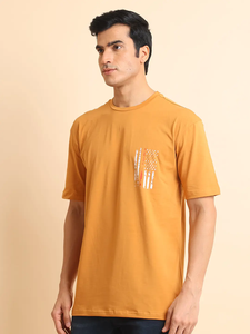 เสื้อยืดคอกลมแขน100% ผ้าฝ้ายคุณภาพสูงคอกลมทรงโอเวอร์ไซส์พิมพ์ลายสีน้ำตาลโคลนยืดได้เพื่อความสบายและสไตล์ที่ดีที่สุด - Product Image 4