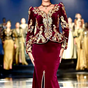 LATEST WINE COLOR Jacket & KARAKOU DRESS WITH Embellished Crystal Glass Beads,stone,Dabka WORK for Wedding Party Wear=2024 - Product Image 1