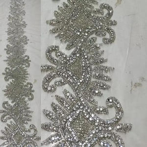 Pure <b>Beaded</b> Embroidery Lace Fabric for Bridal Garments Bags Elegant Embellished Fabric for Dress Making and Crafts - Product Image 2