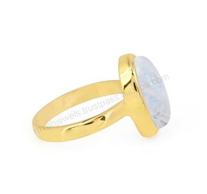 Buena calidad 925 plata esterlina Arco Iris piedra lunar joyería de piedras preciosas anillo fino fabricante suministro hecho en India regalo para mujeres - Product Image 3