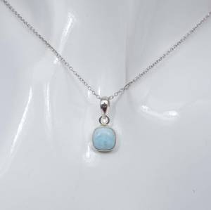 Pendentif en Larimar fait à la main, carré, en argent sterling 925, bijoux en pierres précieuses, collier en pierre bleue pour femmes, vente en gros - Product Image 5