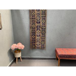 Alfombra Turca de 1.8x4.8 pies, Alfombra Azul Ombré de Lana - Product Image 1