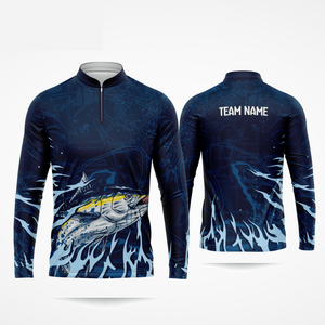 Maillot de pêche à manches longues en polyester 100% pour hommes, capuchon de protection solaire UV à séchage rapide, fournisseur de gros pour - Product Image 4