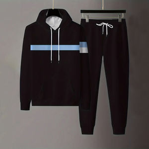 Autumn Vibes, conjunto de Sudadera con capucha y pantalones de chándal con estampado digital informal para hombre, poliéster, lavable a máquina, perfecto para salidas de primavera y otoño - Product Image 1